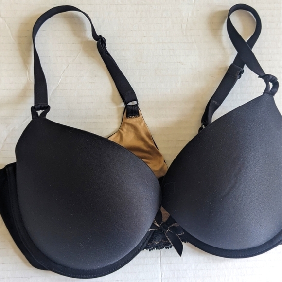 MAIDENFORM BLACK UNDERWIRE FULL COVERAGE PUSH UP T-SHIRT BRA SIZE 36 C - Picture 1 of 11